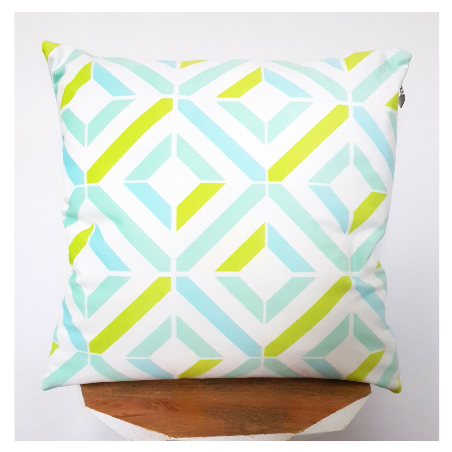 Geometric Velvet Cushion Cover | Turquoise, Mint & Lime