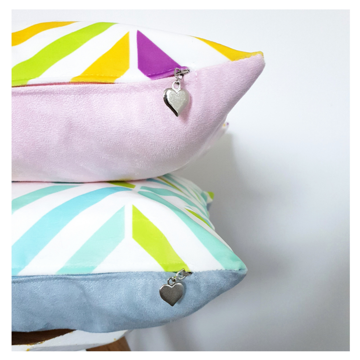 Geometric Velvet Cushion Cover | Turquoise, Mint & Lime