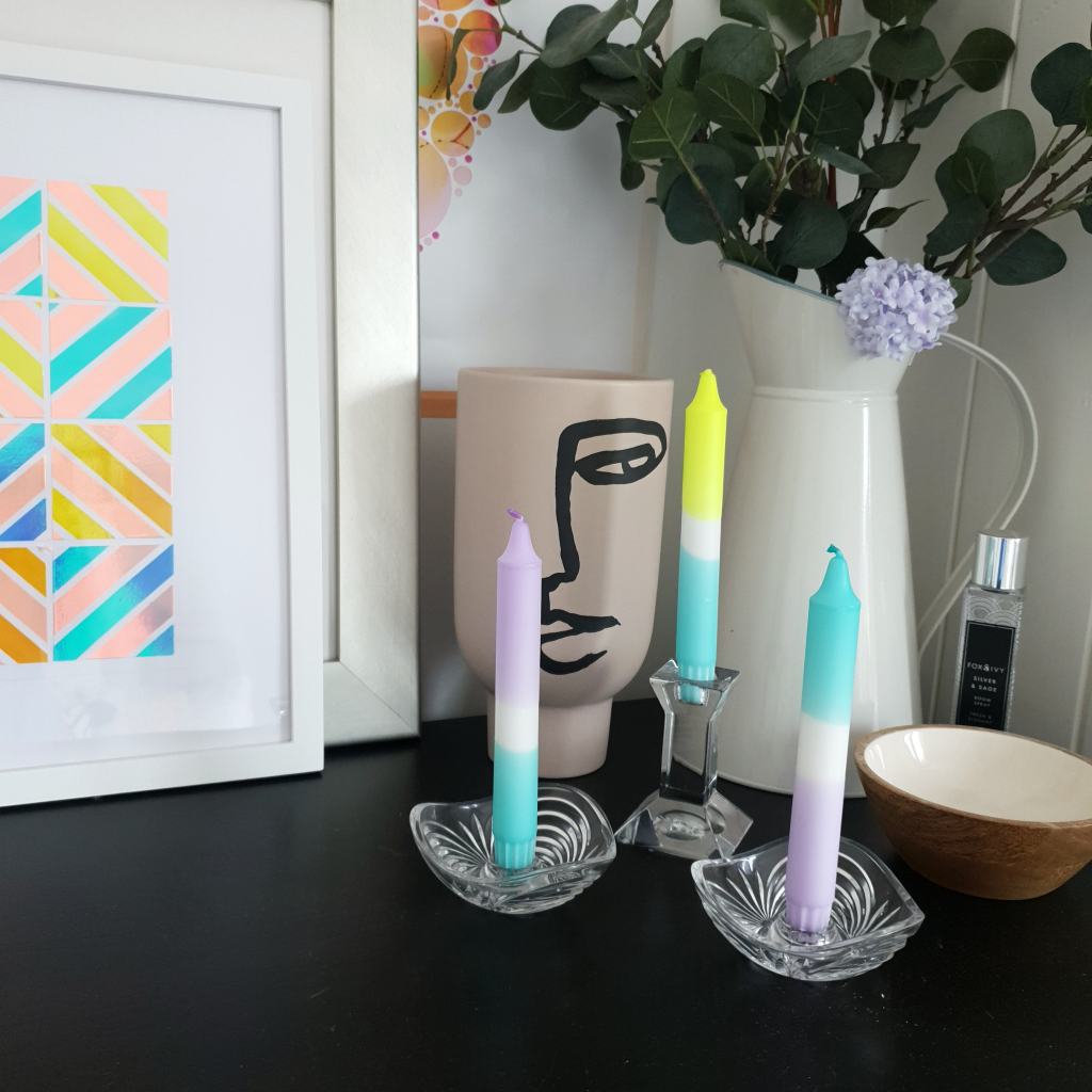 Neon Dip Dye Candles | Lavender Turquoise