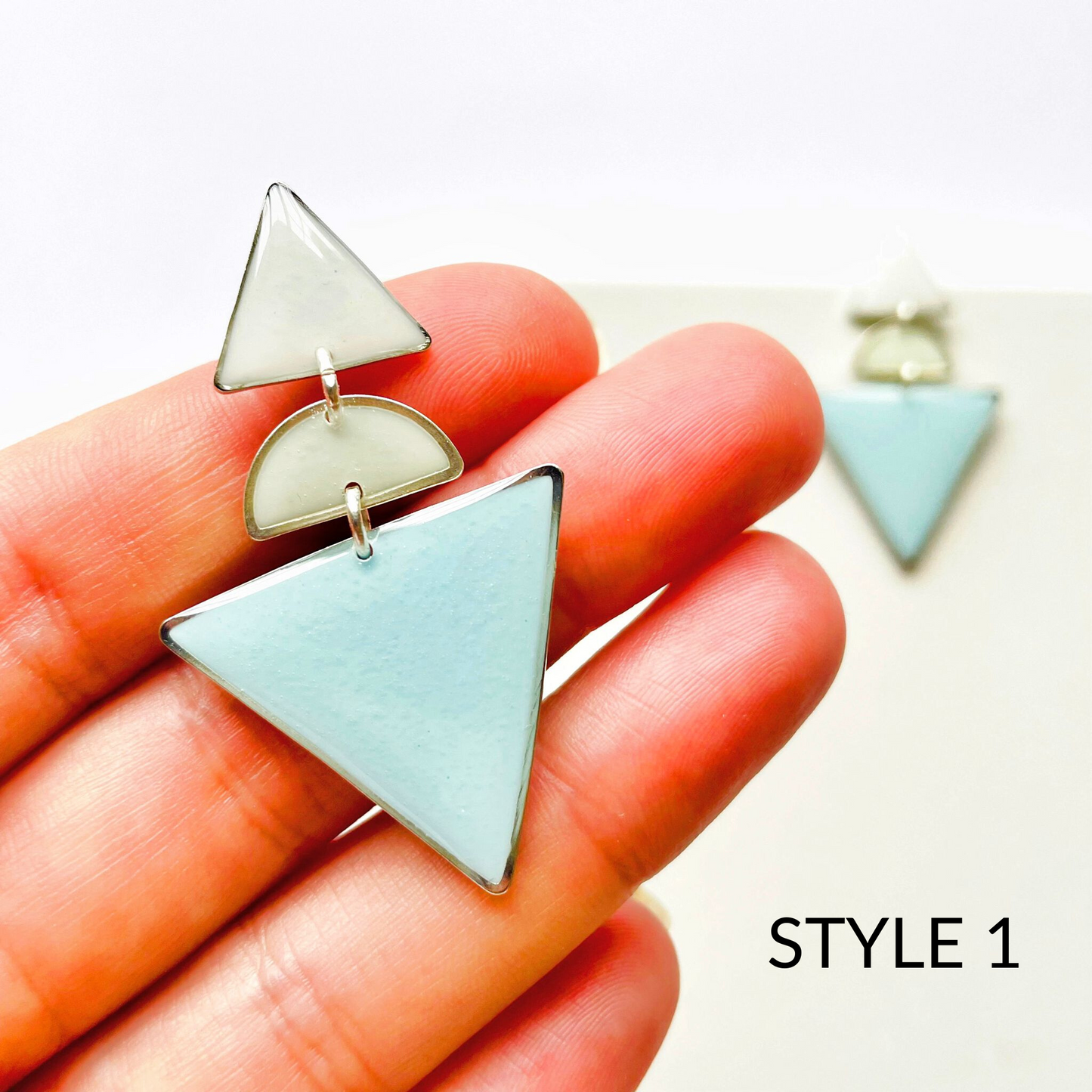 Geometric Clutch & Earrings Gift Set | Pastel Blue & Green