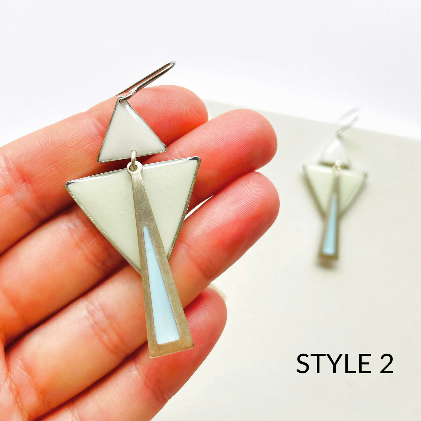 Geometric Clutch & Earrings Gift Set | Pastel Blue & Green