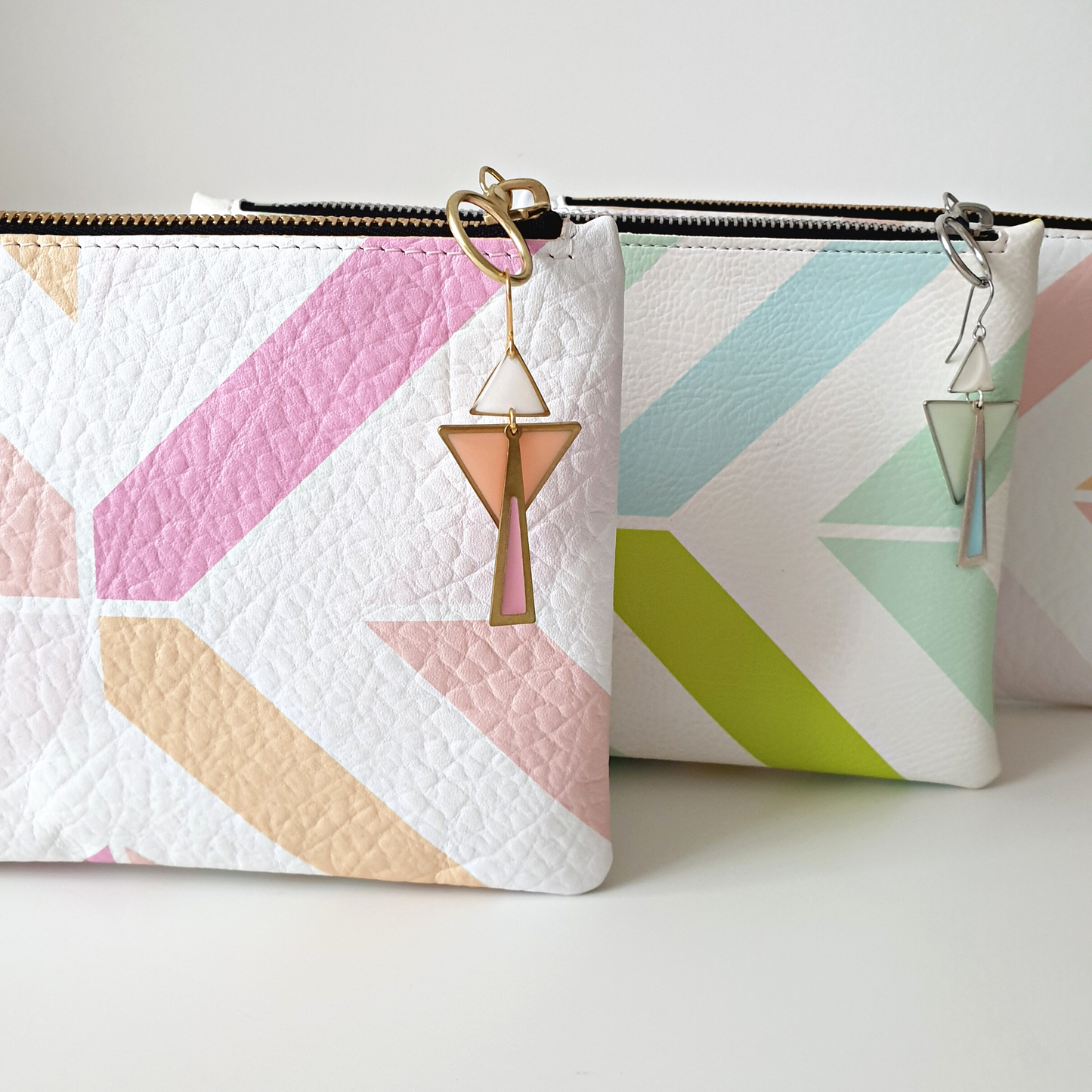 Geometric Clutch & Earrings Gift Set | Pastel Peach & Vintage Rose