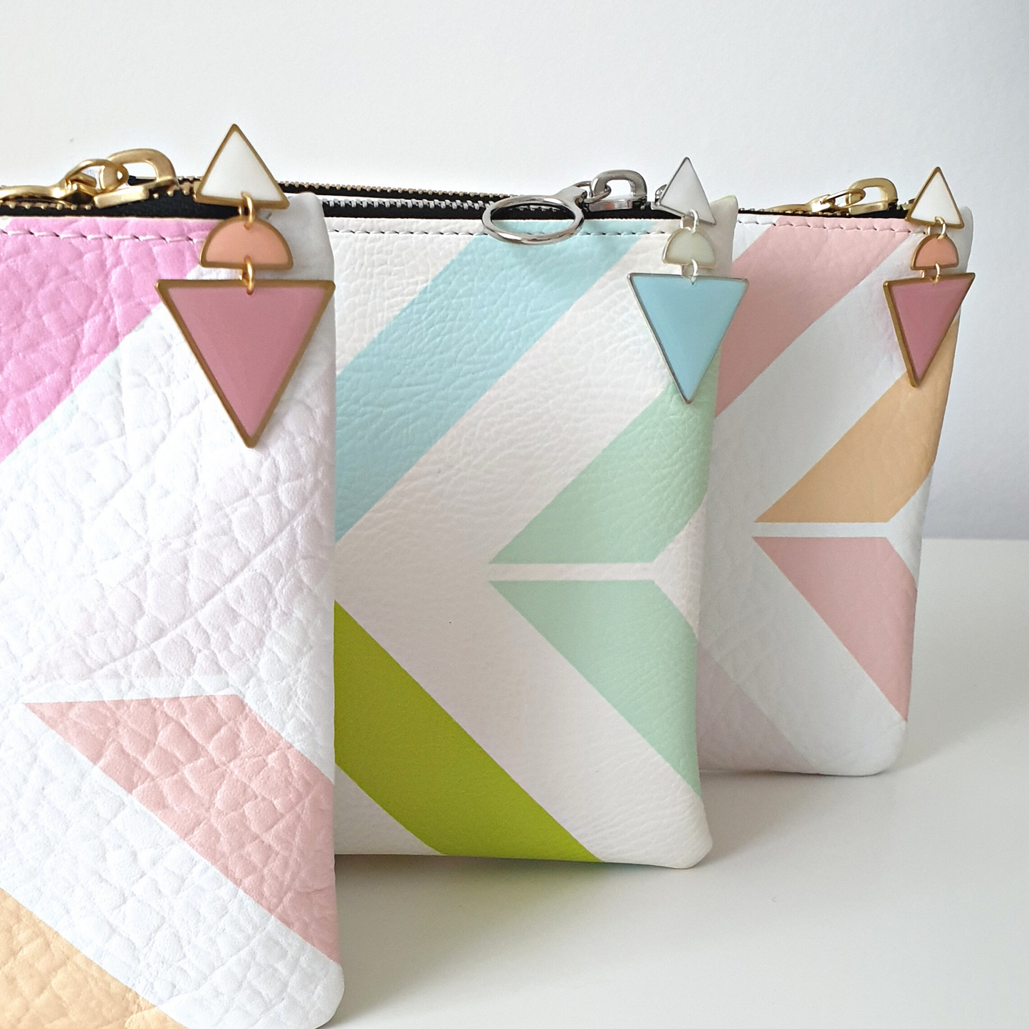 Geometric Clutch & Earrings Gift Set | Pastel Blue & Green