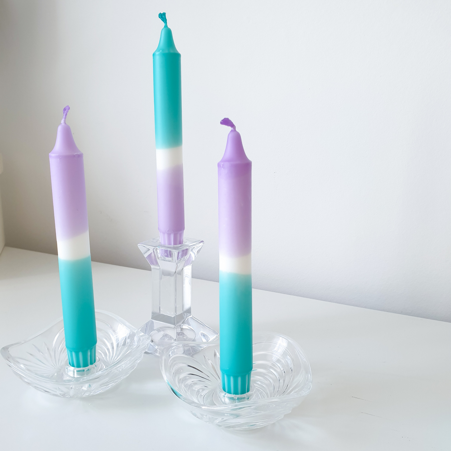 Neon Dip Dye Candles | Lavender Turquoise