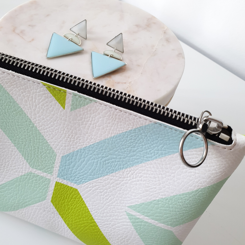 Geometric Clutch & Earrings Gift Set | Pastel Blue & Green