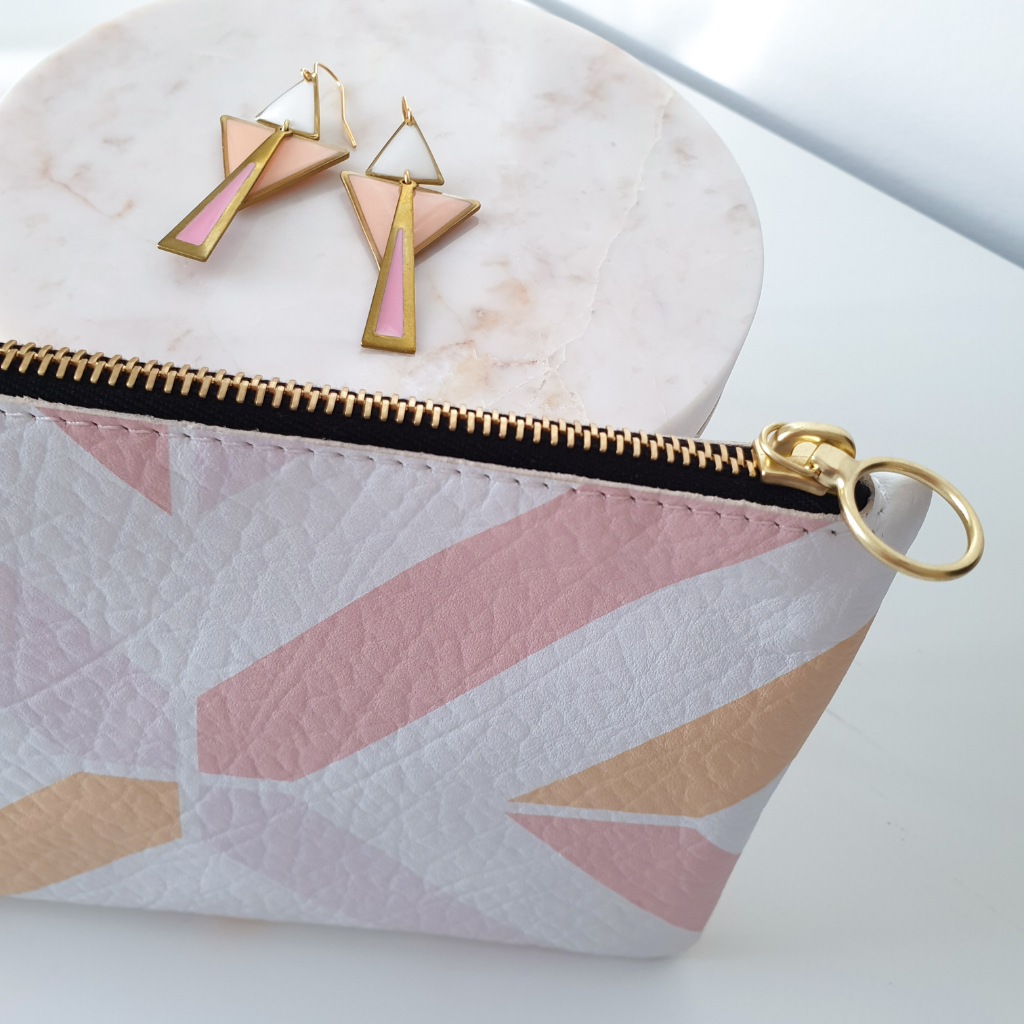 Geometric Clutch & Earrings Gift Set | Pastel Peach
