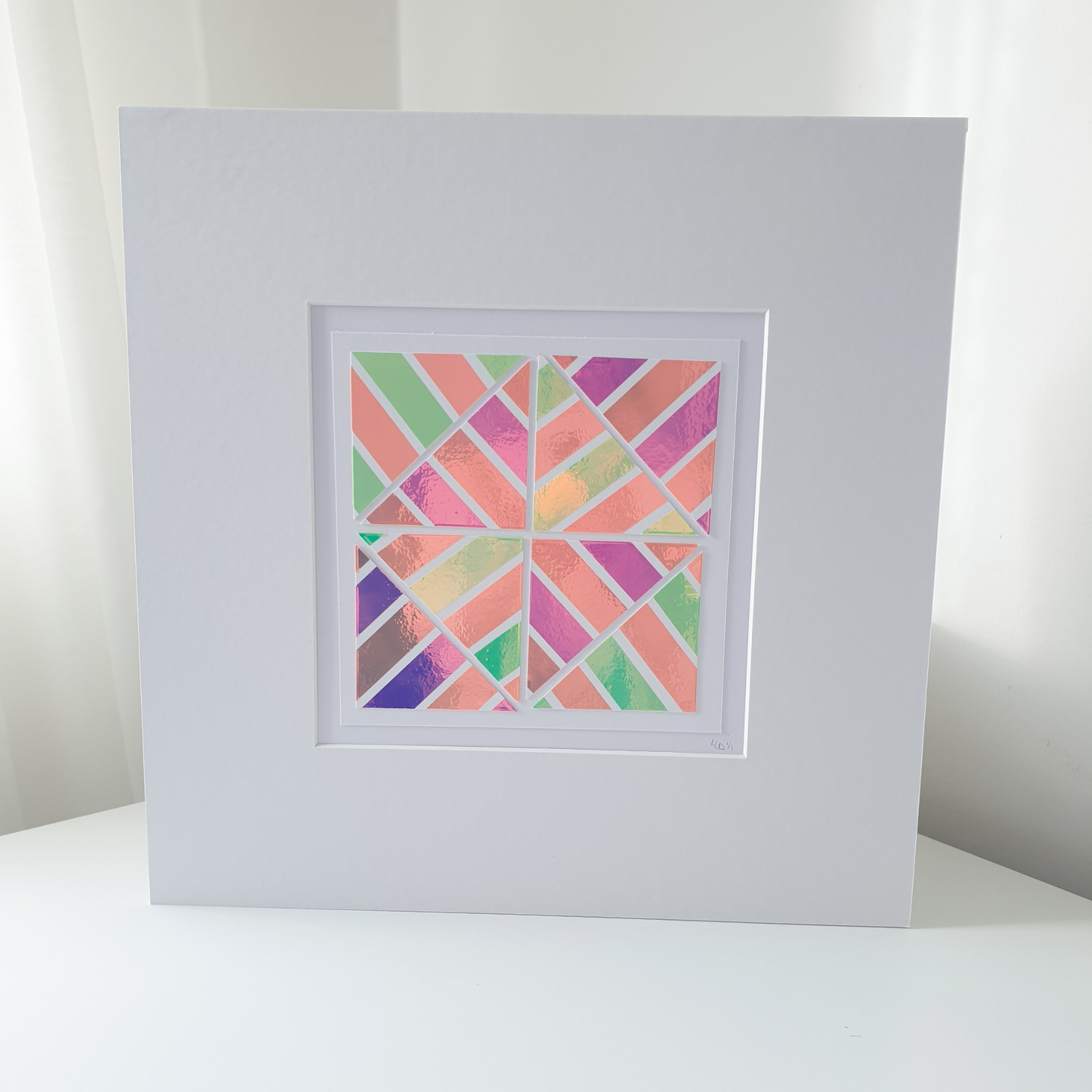 Holographic Pastel Pink Mosaic | Large Geo
