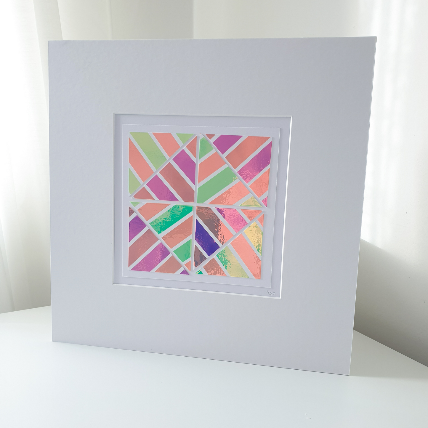 Holographic Pastel Pink Mosaic | Large Geo