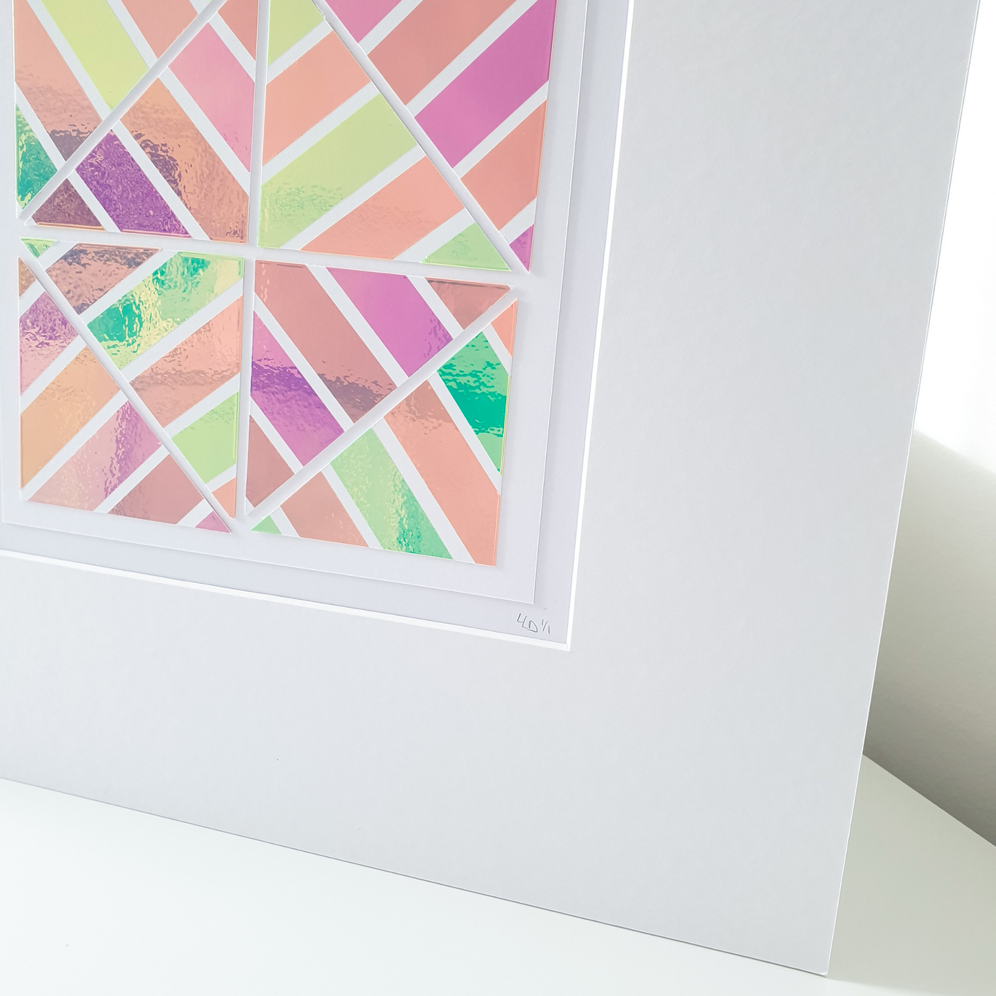 Holographic Pastel Pink Mosaic | Large Geo
