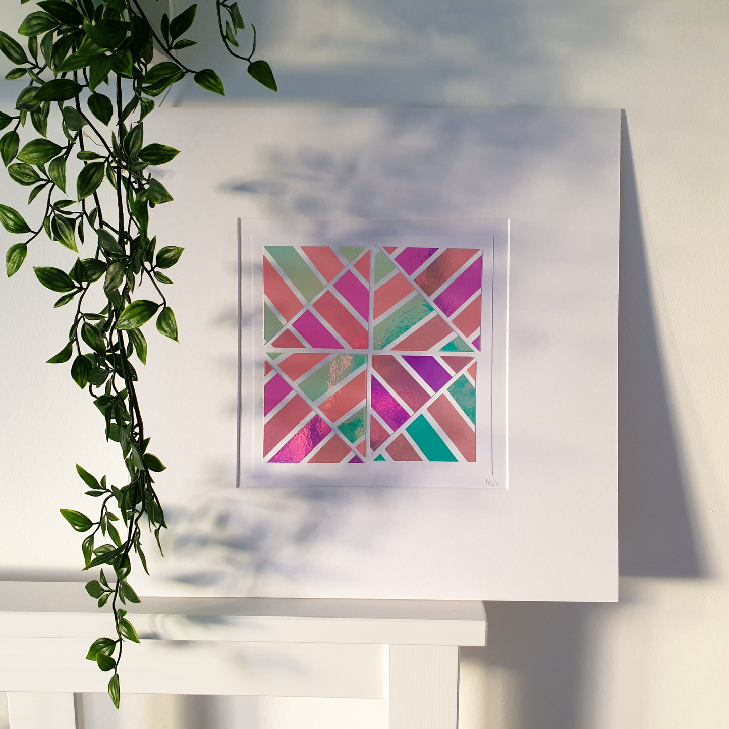 Holographic Pastel Pink Mosaic | Large Geo