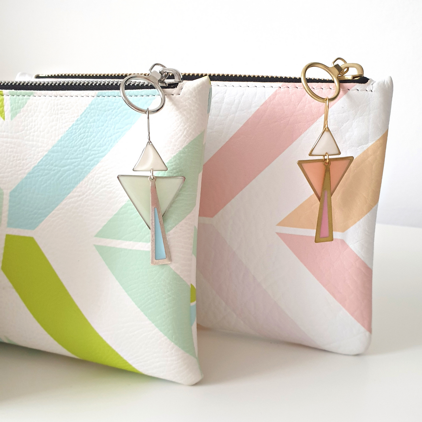 Geometric Clutch & Earrings Gift Set | Pastel Blue & Green