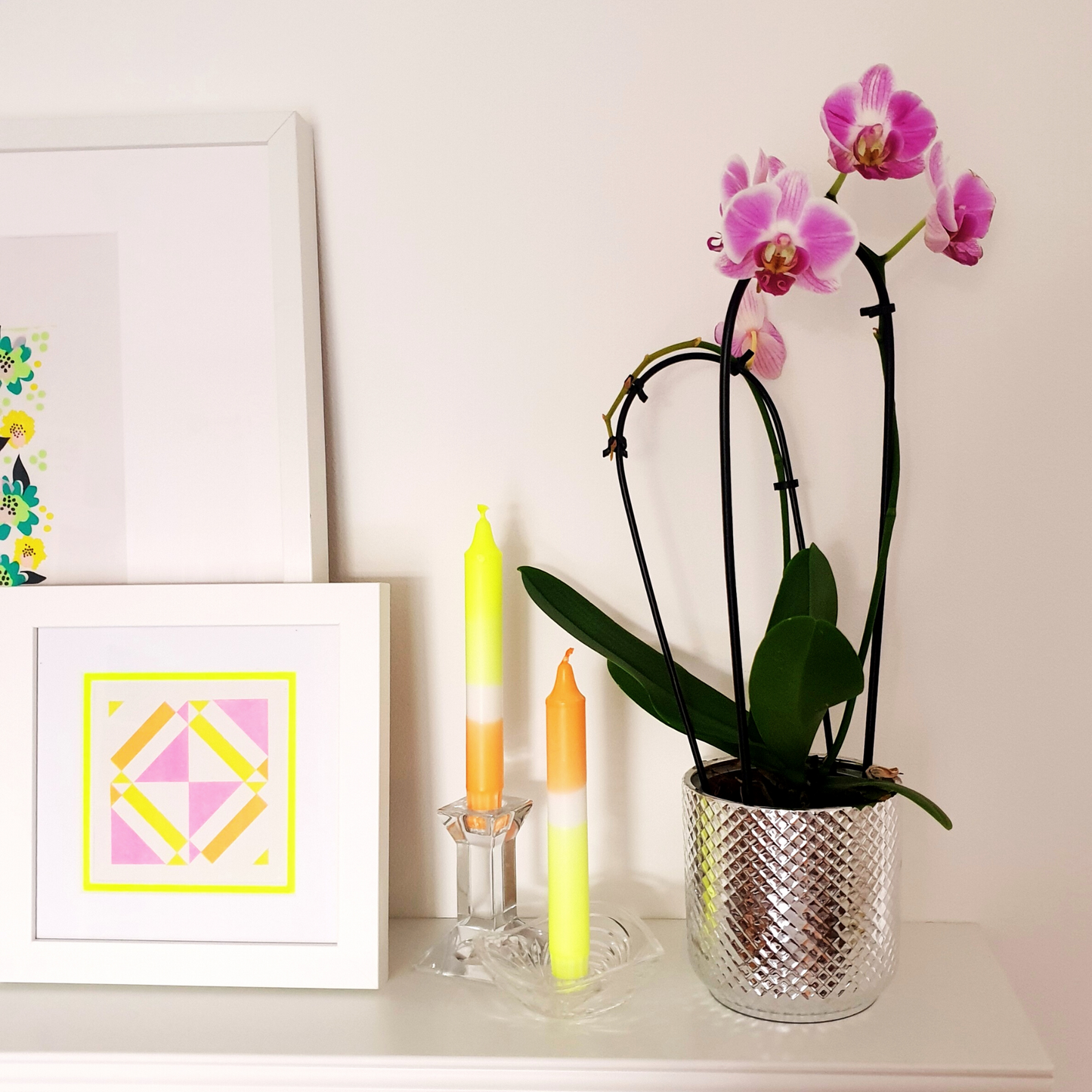 Neon Dip Dye Candles | Peach Yellow