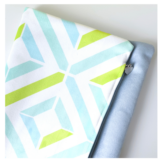 Geometric Velvet Cushion Cover | Turquoise, Mint & Lime