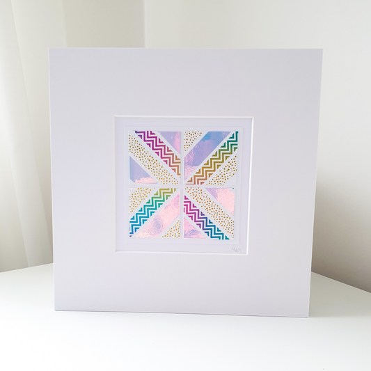 Silver Blue Ombre Rainbow | Polka Geo Burst