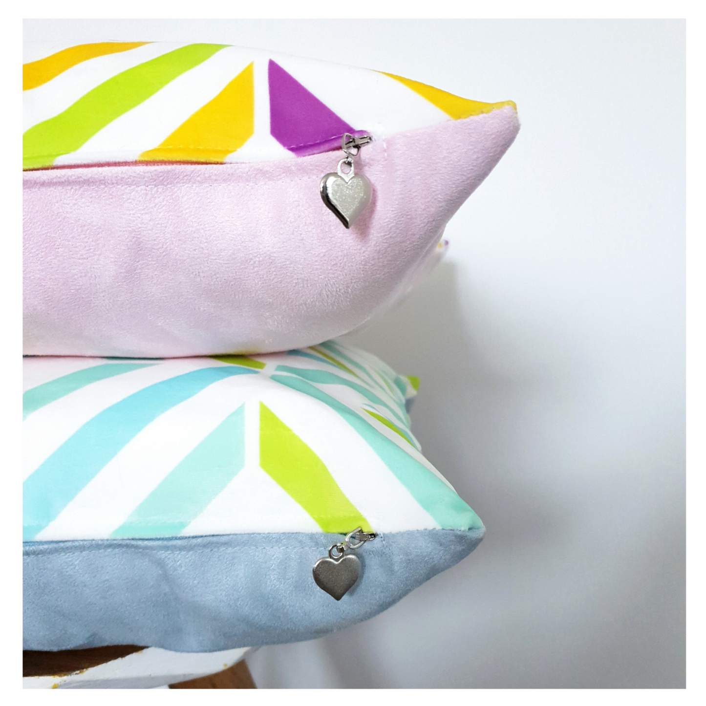 Geometric Velvet Cushion Cover | Purple, Orange & Lime