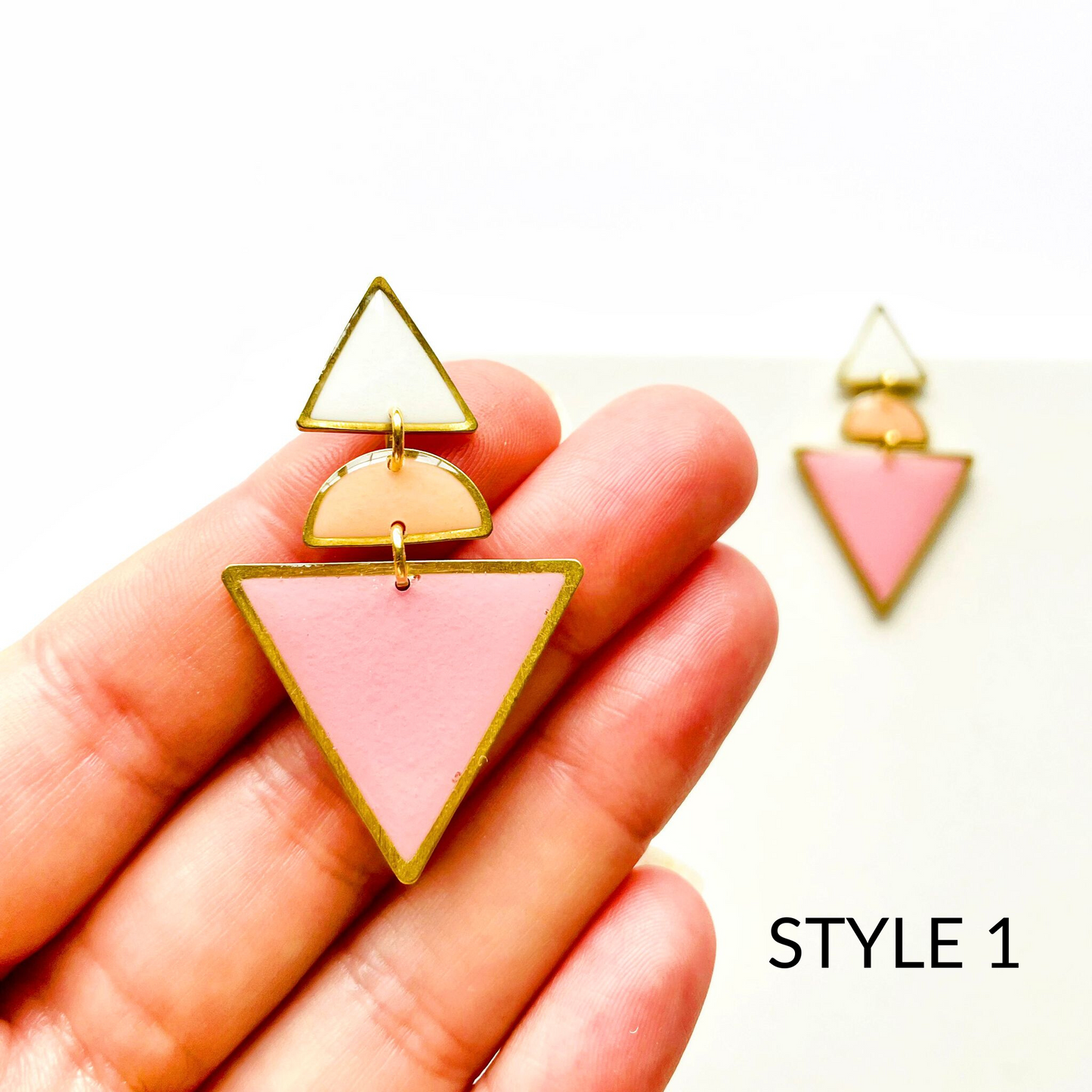 Geometric Clutch & Earrings Gift Set | Pastel Peach & Vintage Rose