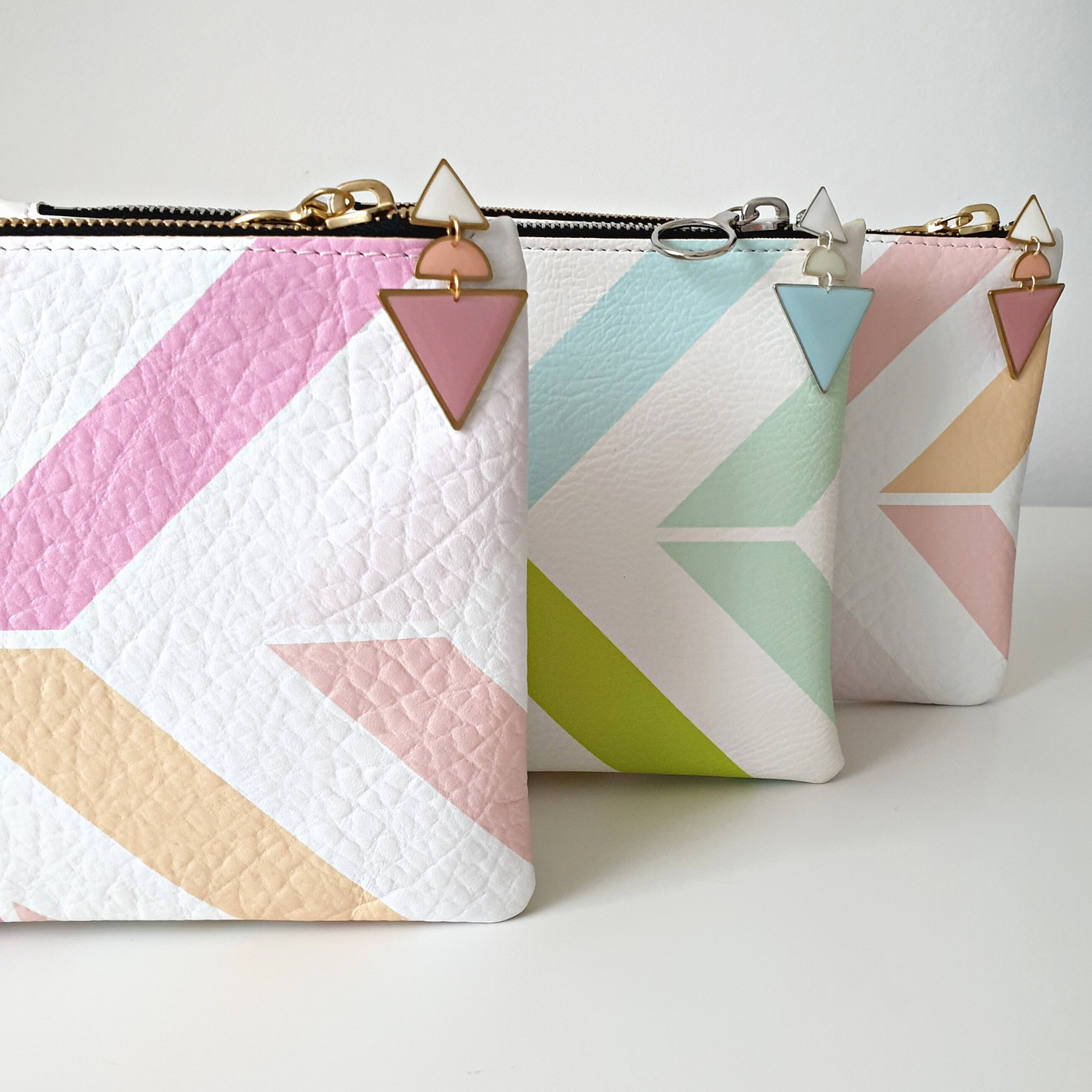 Geometric Clutch & Earrings Gift Set | Pastel Peach & Vintage Rose