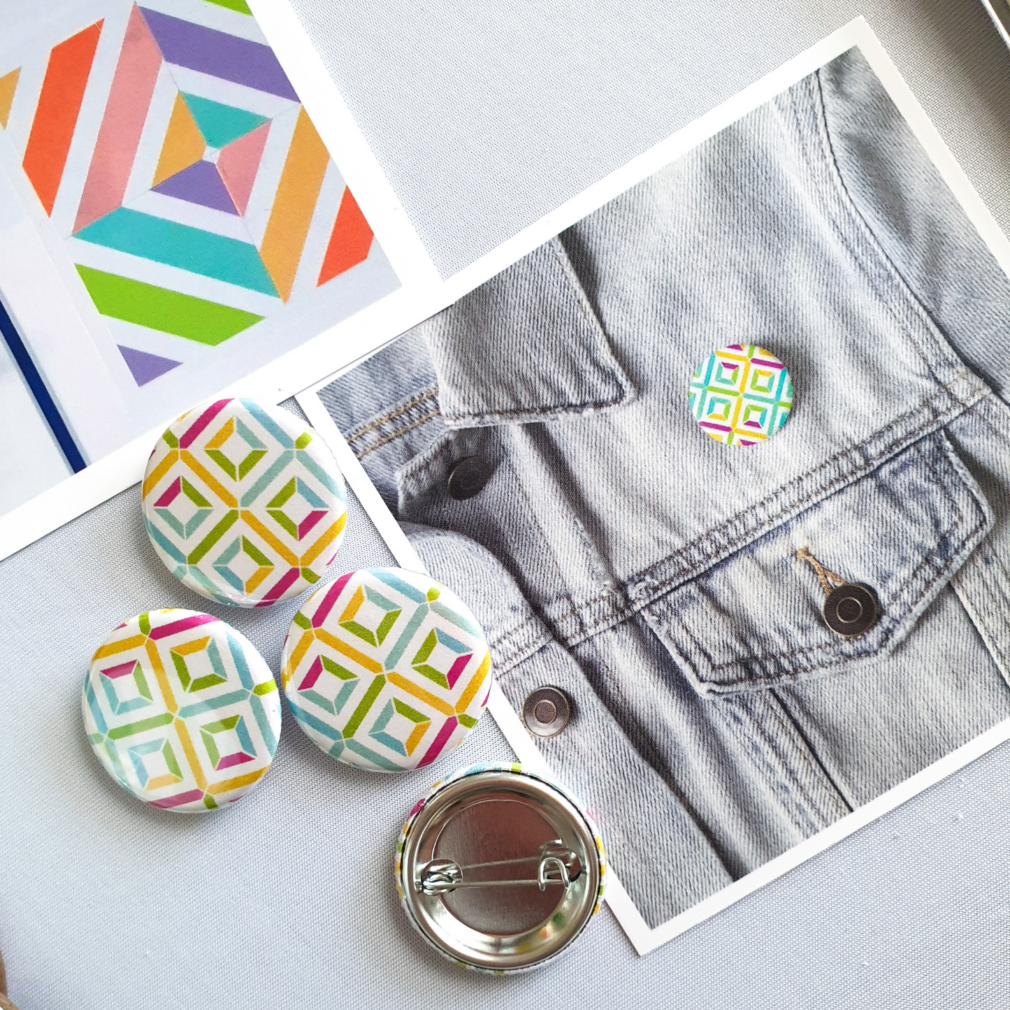 Geometric Burst Pin Badge