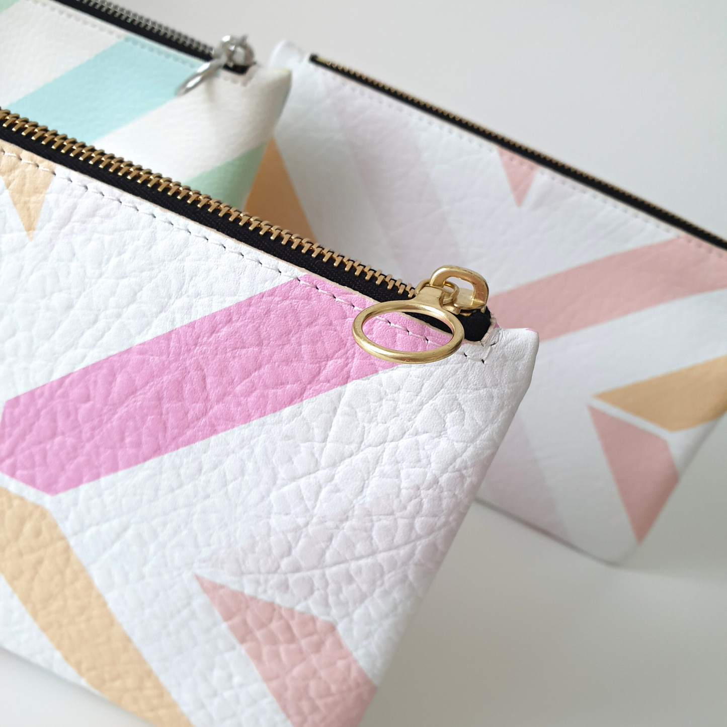 Geometric Clutch & Earrings Gift Set | Pastel Peach & Vintage Rose