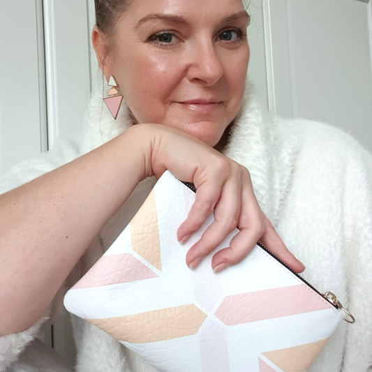 Geometric Clutch & Earrings Gift Set | Pastel Peach