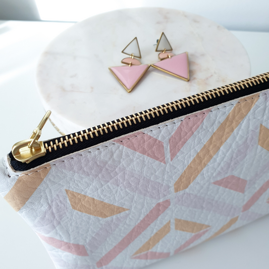 Geometric Clutch & Earrings Gift Set | Pastel Peach