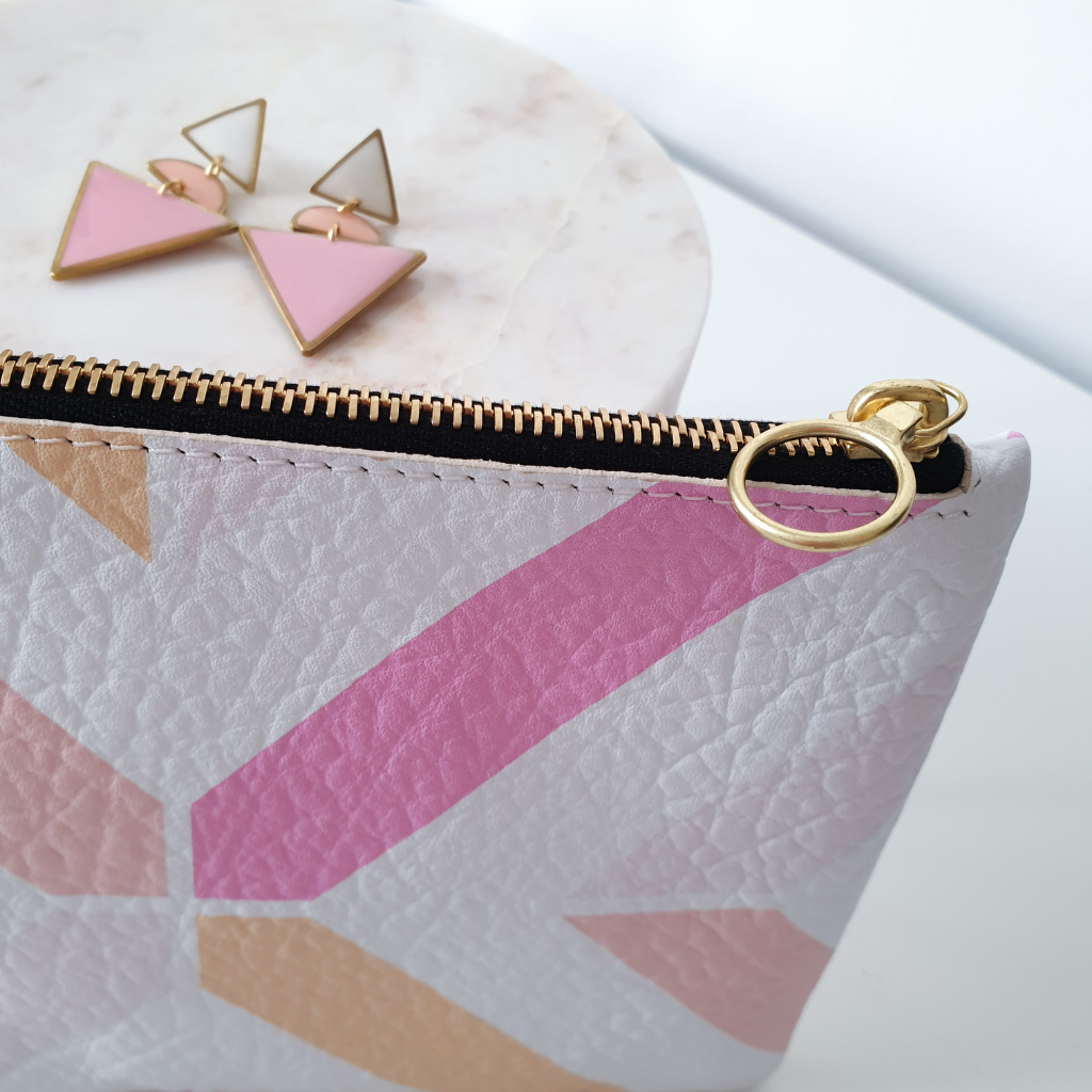 Geometric Clutch & Earrings Gift Set | Pastel Peach & Vintage Rose