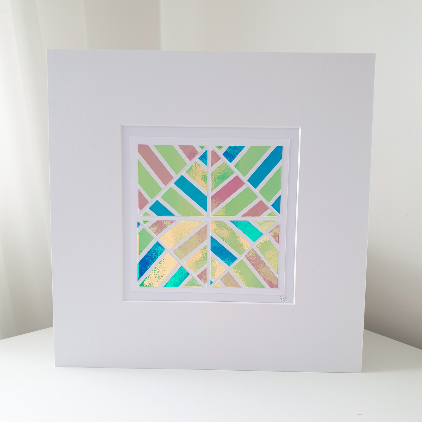 Holographic Pastel Blue Mosaic | Large Geo