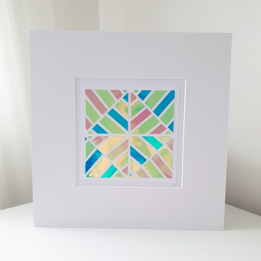 Holographic Pastel Blue Mosaic | Large Geo