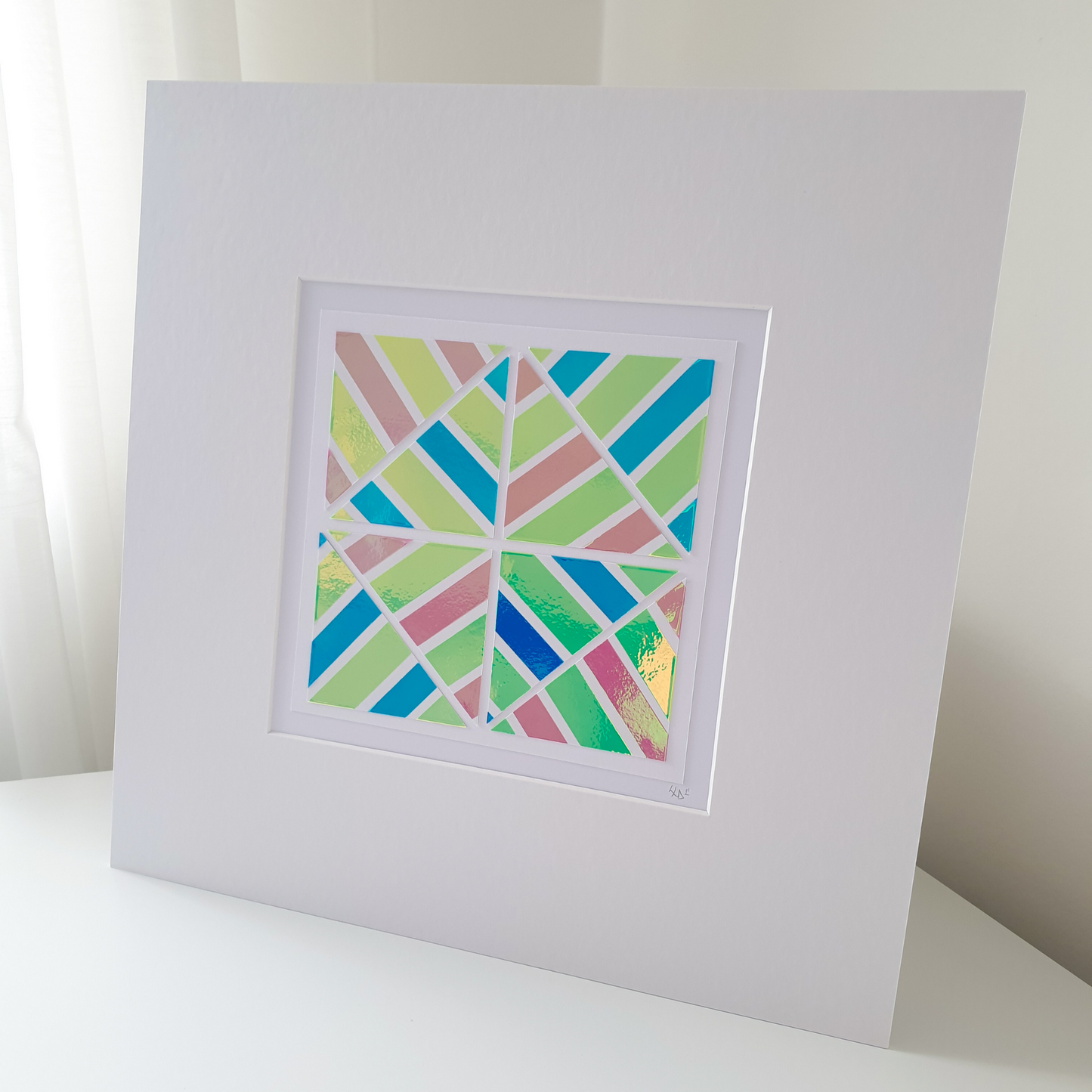 Holographic Pastel Blue Mosaic | Large Geo