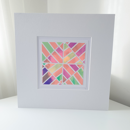 Holographic Pastel Pink Mosaic | Large Geo