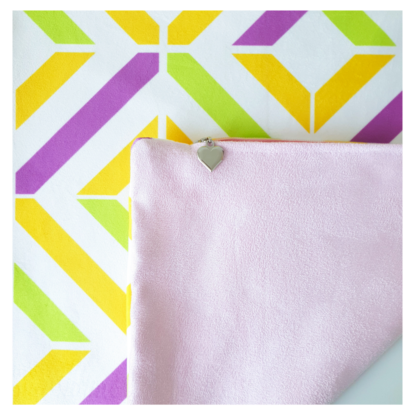 Geometric Velvet Cushion Cover | Purple, Orange & Lime