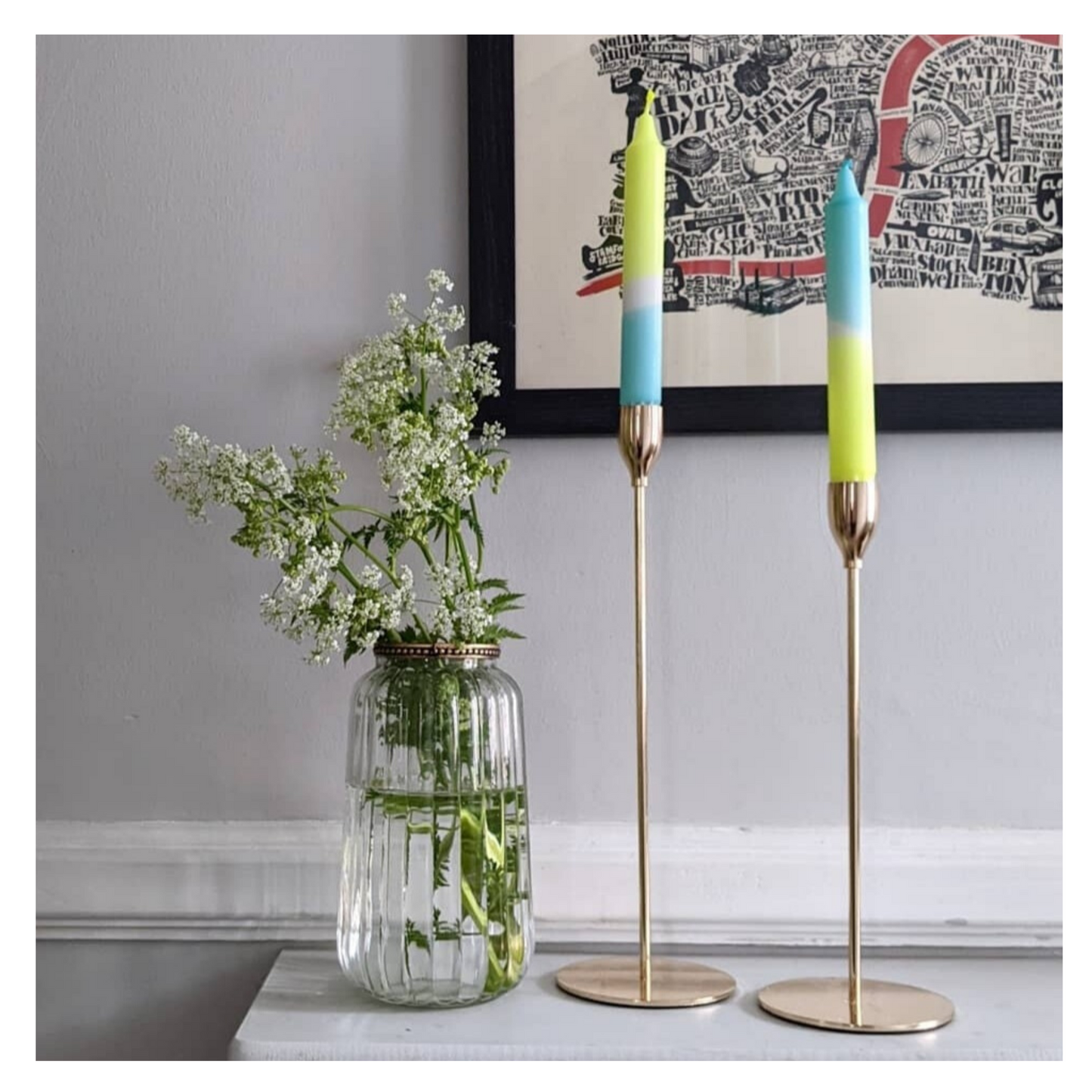 Neon Dip Dye Candles | Turquoise Yellow